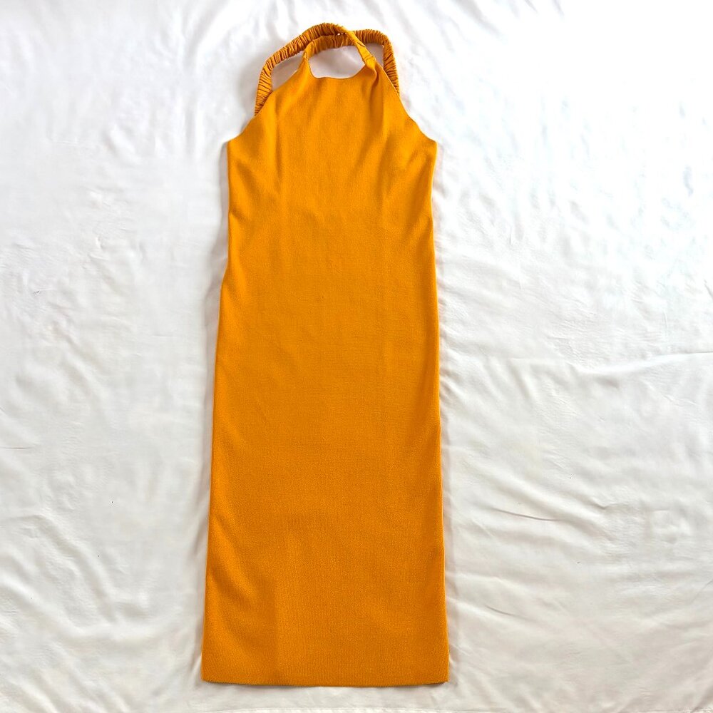 525 midi tank dress Small orange bodycon stretch